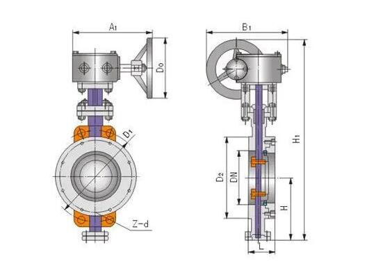 蝶閥d373h-16c dn80對(duì)夾式硬密封